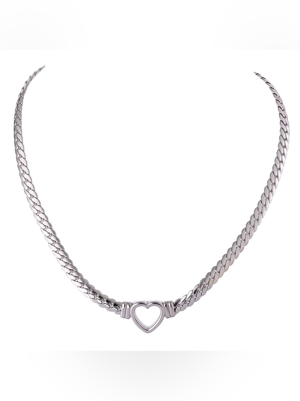 Silver Heart Link Necklace